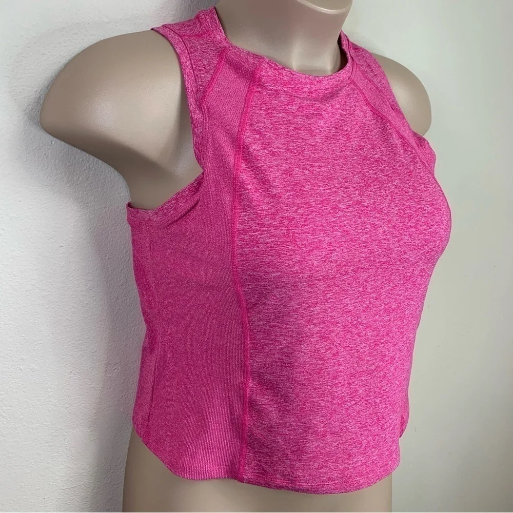 Large Pink Cropped Athletic Fit Tank Sleeveless Stretch Members Mark Activewear